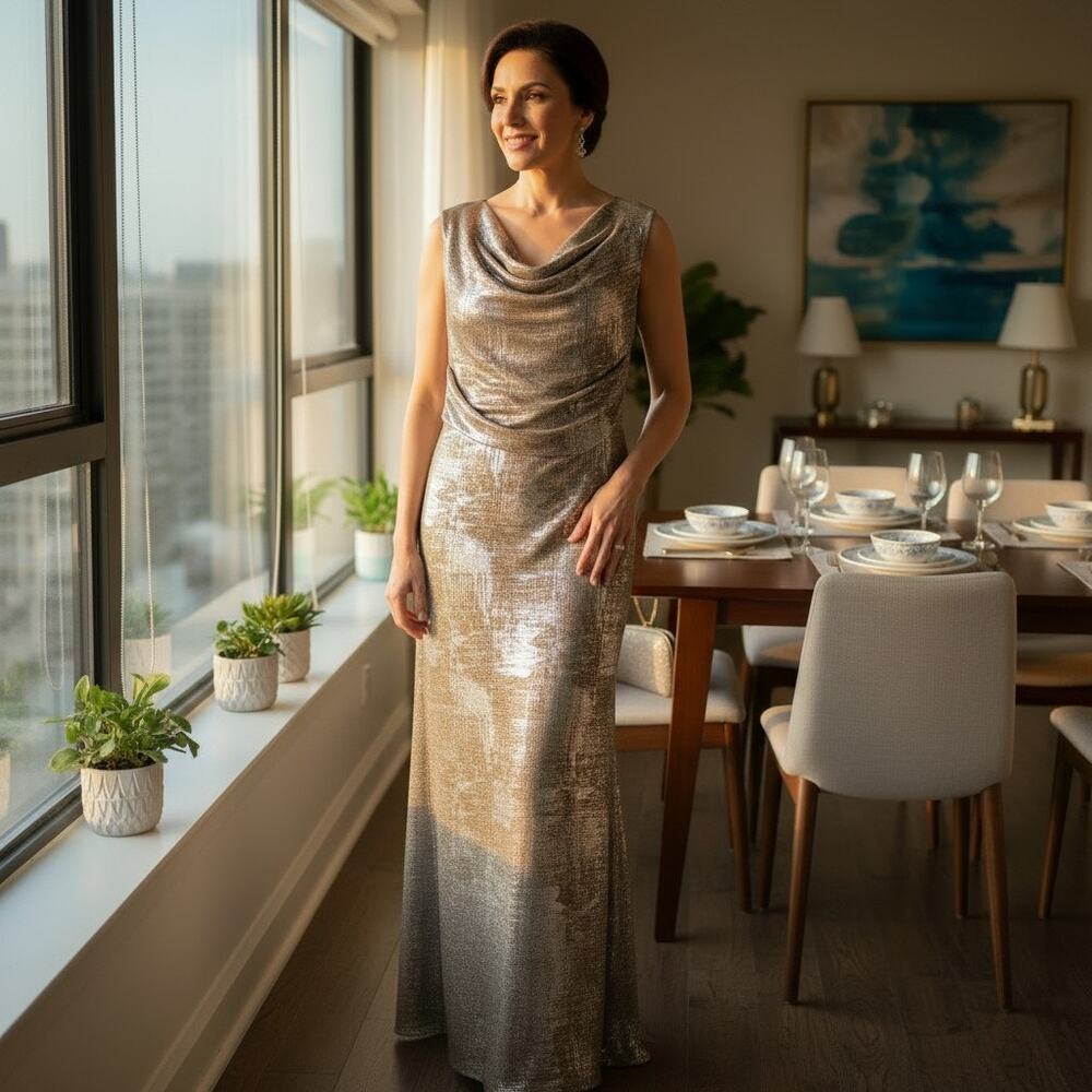 Connected Apparel Metallic Ombre Evening Gown – Size 20W – New With Tags - Picture 4 of 6